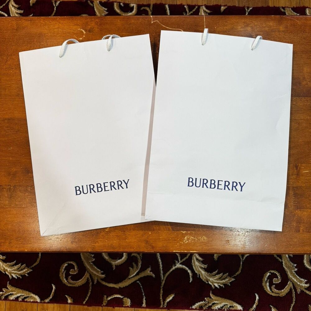 Burberry White Paper Shopping Gift Two Empty Bags "16.5 x 12 x 5"